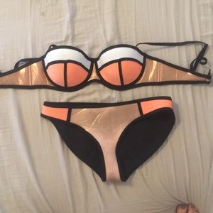 Metallic triangl bathing suit